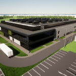 Wizualizacja nowej fabryki Phillips Medisize, która powstanie w Siemianowicach Śląskich, render komputerowy przedstawiający budynek główny w kolorze szarym