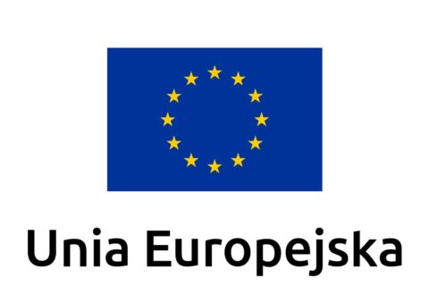 Flaga Unii Europejskiej z napisem Unia Europejska