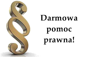 Znak Paragrafu z napisem Darmowa pomoc prawna!