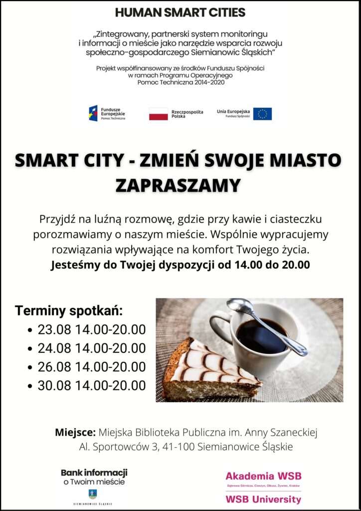 Plakat Promujący Bezpłatne Warsztaty Human Smart Cities