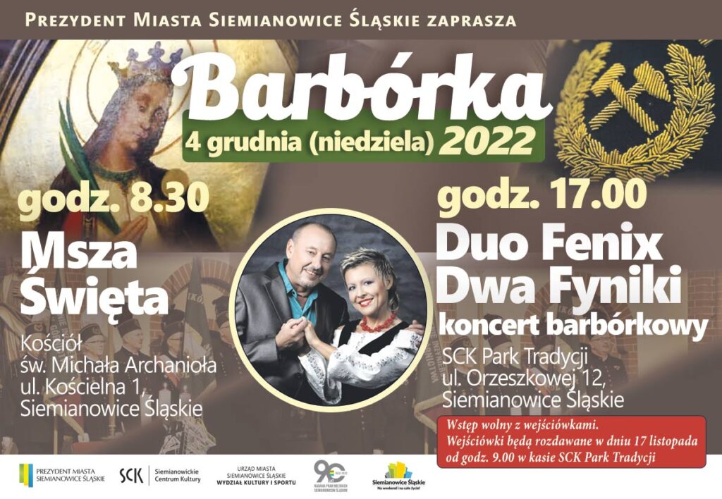 Plakat zapraszający na Barbórkę w Siemianowicach Śląskich