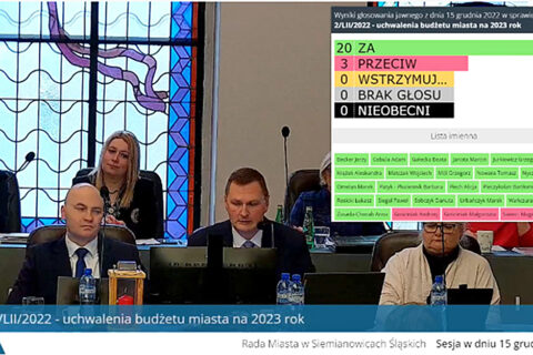 Plansza z głosowania nad budżetem Siemianowic Śląskich.