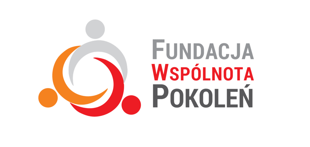 Logo: nazwa fundacji w kolorach: szarym, czerwonym, pomarańczowym