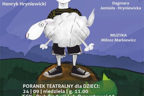 Plakat zapraszający na Poranek Teatralny do SCK - Parku Tradycji, podczas którego zobaczymy spektakl dla dzieci pt. "Smok Wawelski"