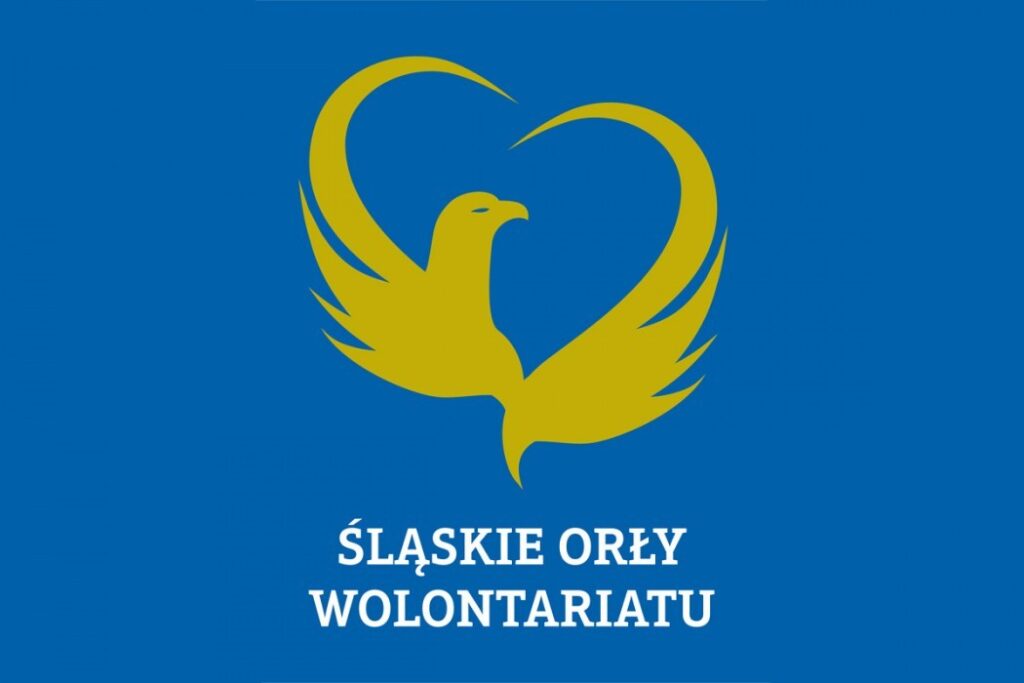 Żółty orzeł na niebieskim tle - logo