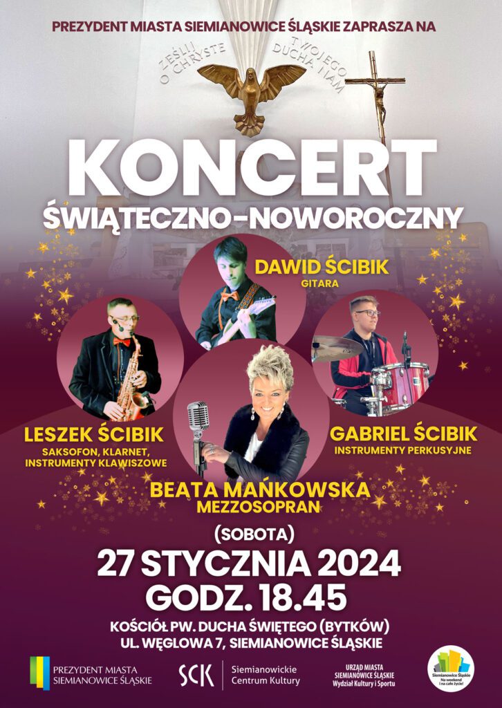 Plakat zapraszający na Koncert Świąteczno-Noworoczny