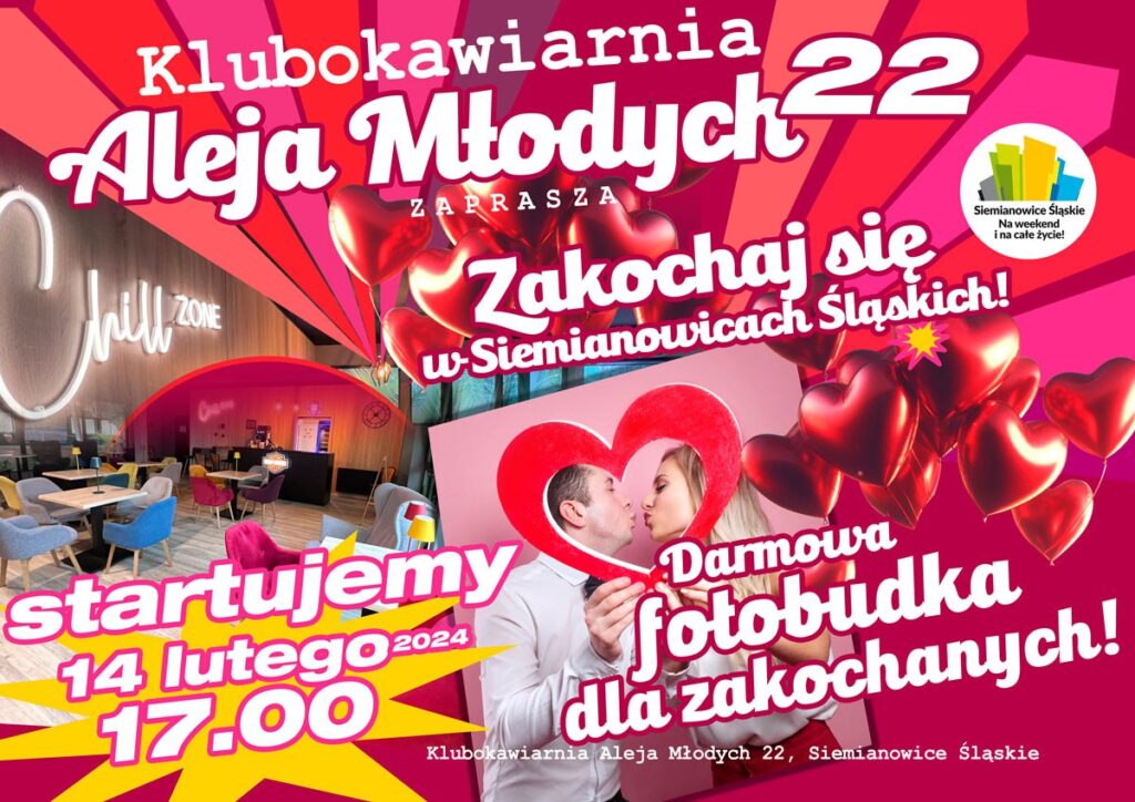 Infografika dotycząca imprezy „Zakochaj się w Siemianowicach Śląskich!”.