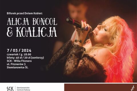 Plakat zapraszający na koncert Alicji Boncol w Willi Fitznera