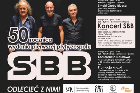 Afisz zapraszający na obchody 50-lecia wydania pierwszej płyty zespołu SBB