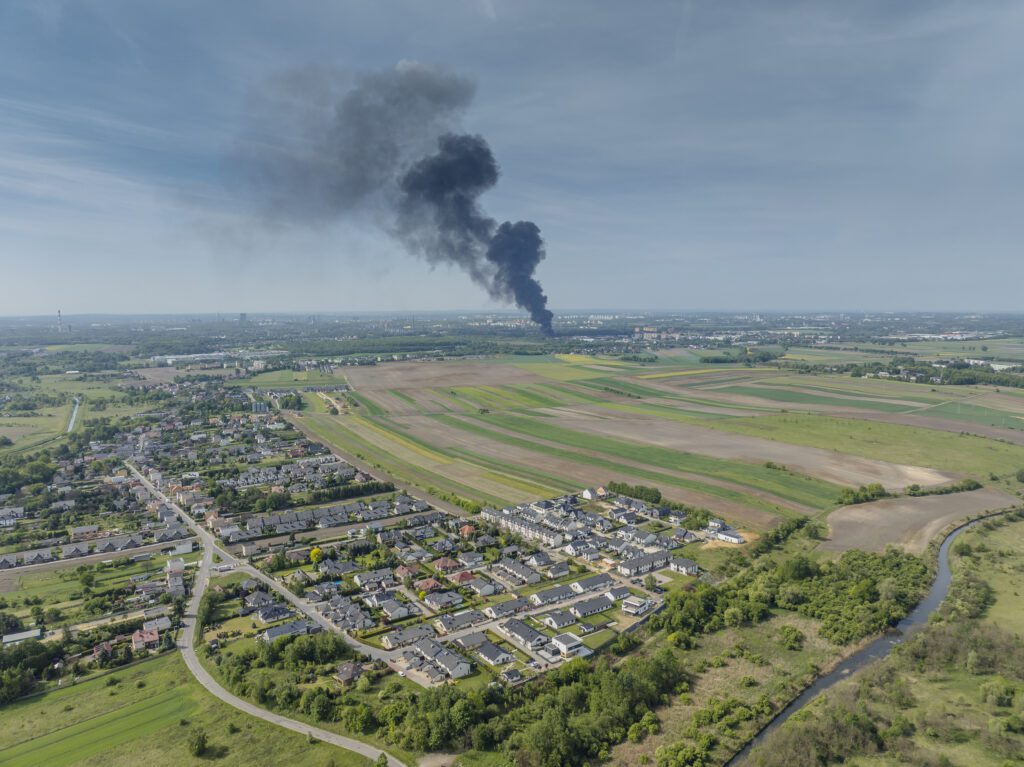 Fotografia pożaru z drona