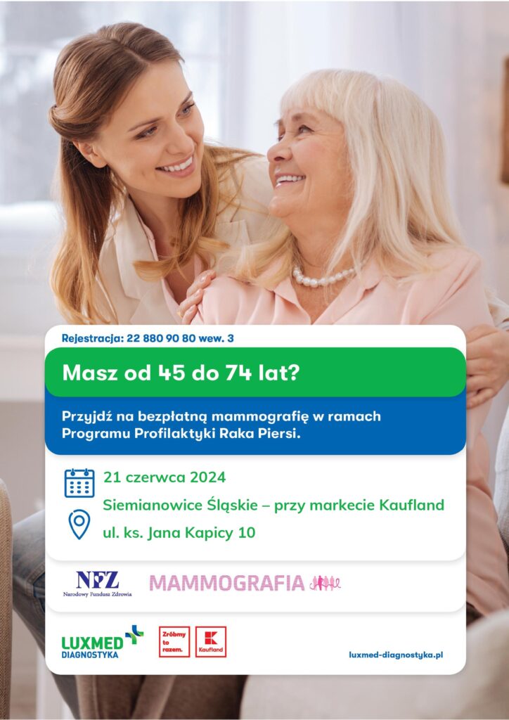 Plakat rekomendujący badania mammograficzne 