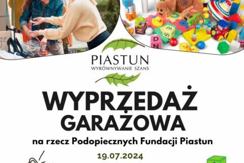 Plakat informujący o wyprzedaży garażowej