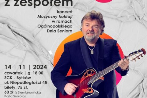 Afisz zapraszający na koncert Mariusza Kalagi z zespołem w SCK - Bytków