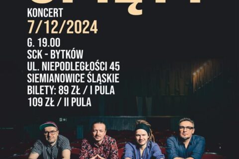 Afisz zapraszający na koncert zespołu Spięty w SCK - Bytków