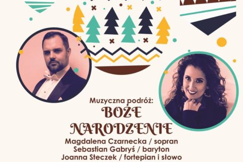 Plakat zapraszający na koncert "Muzyczna podróż - Boże Narodzenie"