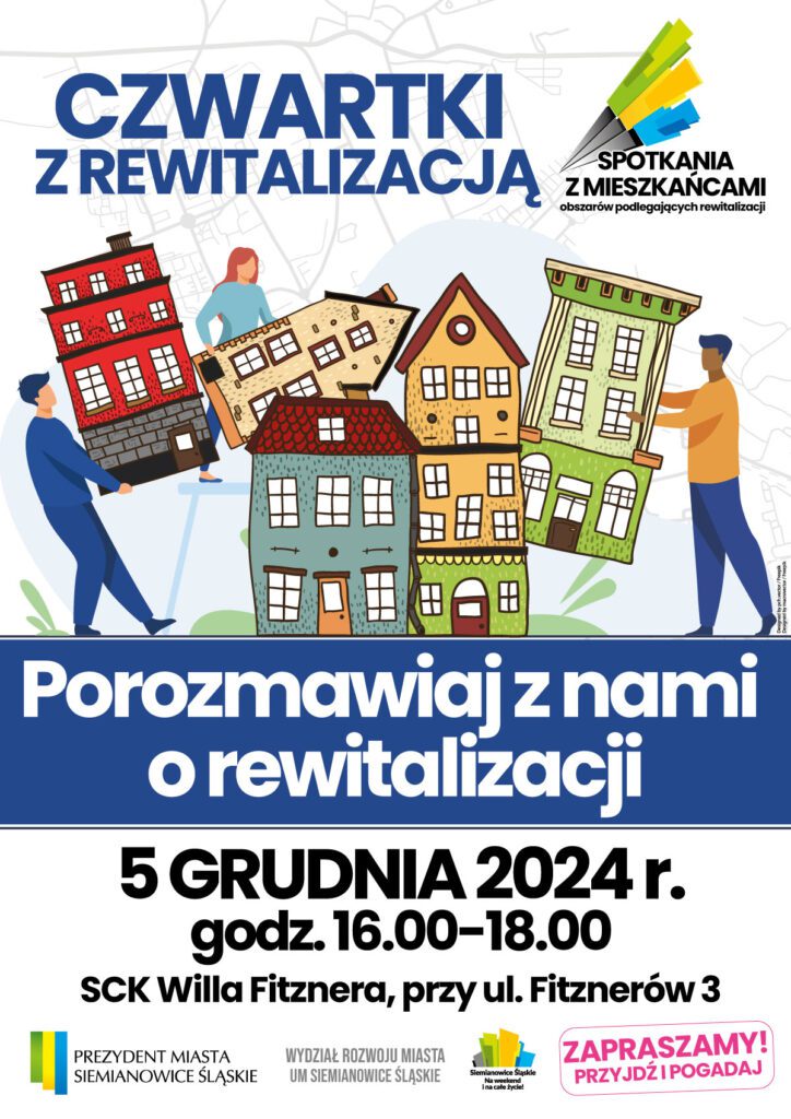 Plakat informacyjny dotyczący spotkania „Czwartki z rewitalizacją”