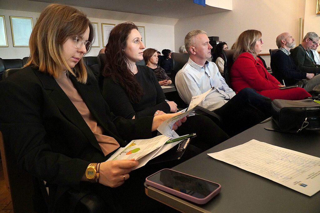 Agata Stryha, Weronika Liszka, Adam Peterek oraz Magdalena Faracik-Nowak - siemianowiccy urzędnicy podczas spotkania zespołu Geranium.