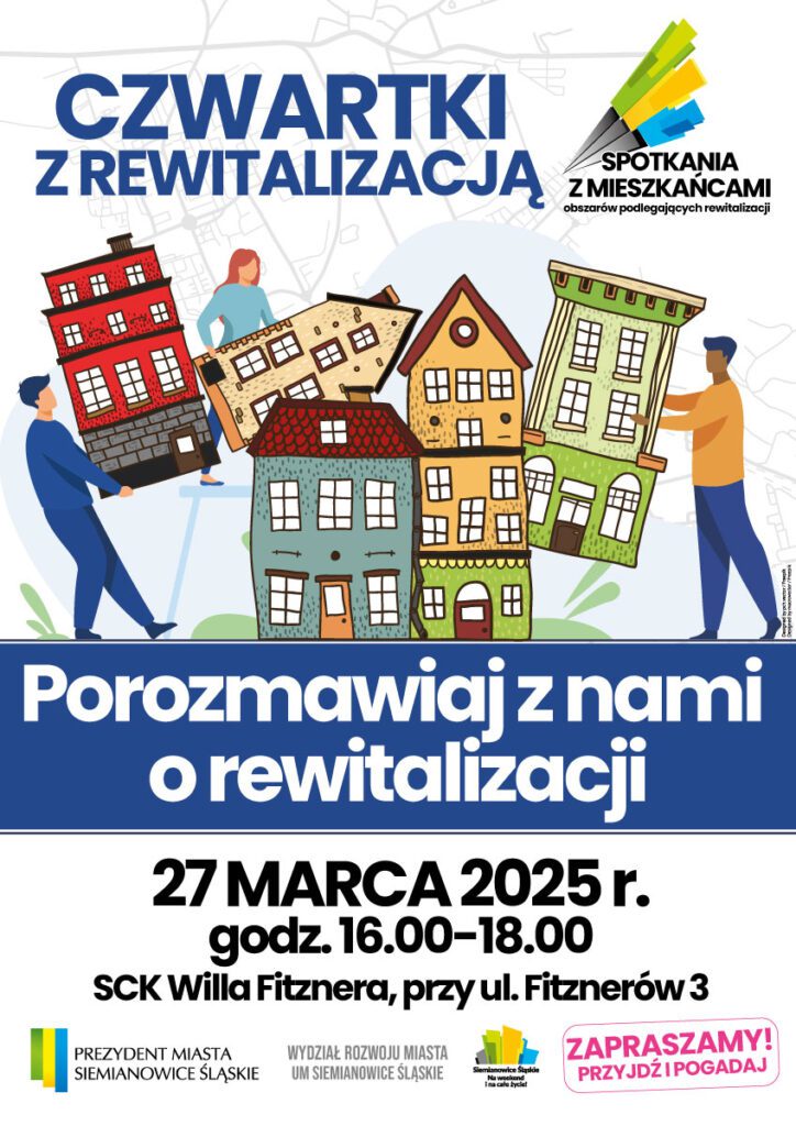 Plakat informacyjny dotyczący spotkania „Czwartki z rewitalizacją”