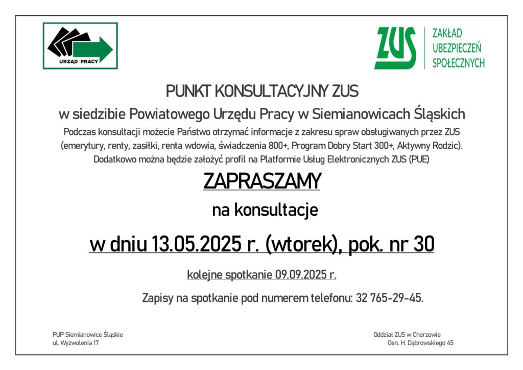 Plakat informujący o konsultacjach