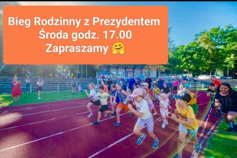 Plakat informujący o Biegu Rodzinnym z Prezydentem