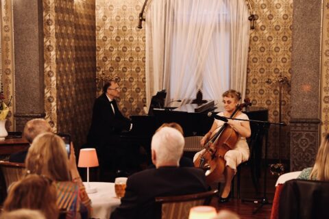 Artyści podczas występu Struny Tańczące w Willi Fitznera