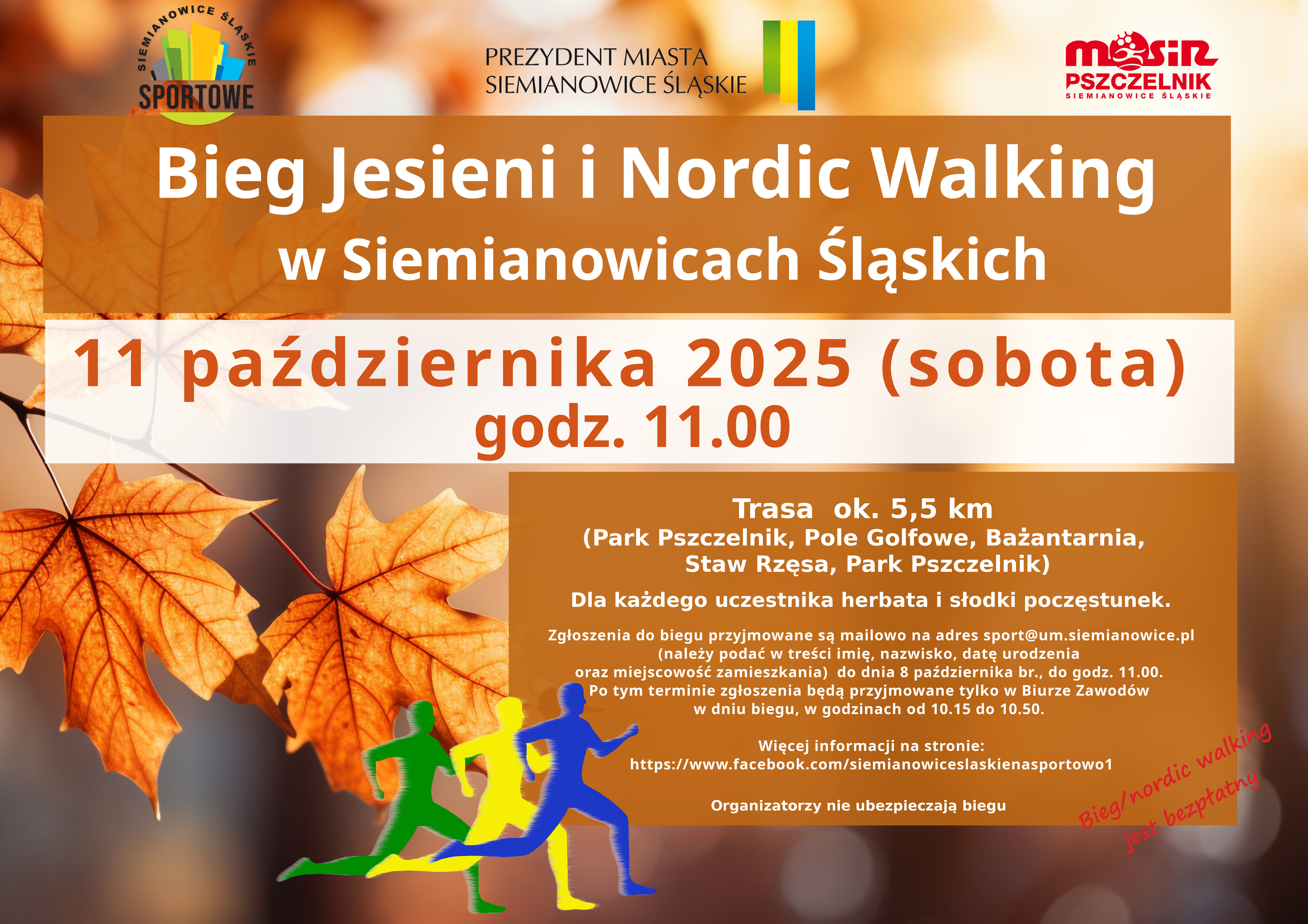 Zapraszamy na Bieg Jesieni oraz Nordic Walking w Siemianowicach Śląskich
