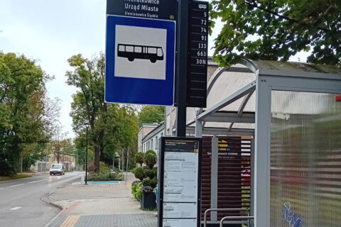 Znak D15 oznaczający przystanek autobusowy