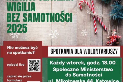 Plakat informujący o spotkaniach wolontariuszy
