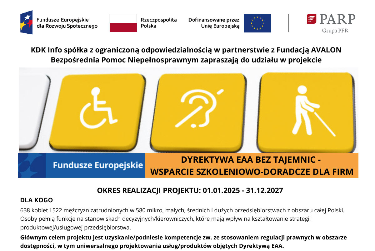 „Dyrektywa EAA bez tajemnic – wsparcie szkoleniowo-doradcze dla firm”.