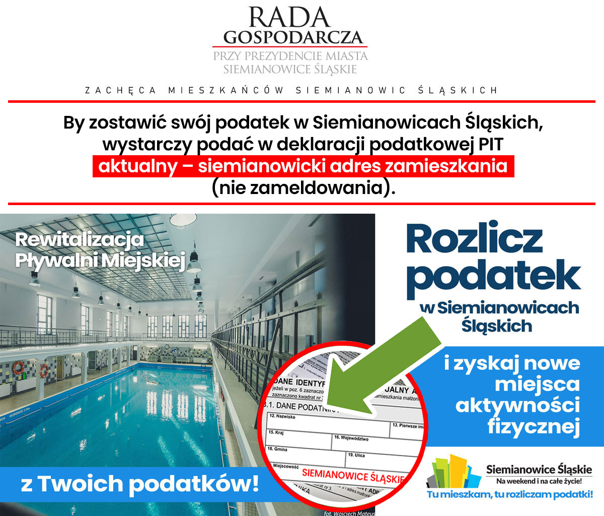 Zostaw swój PIT w Siemianowicach Śląskich i wspieraj rozwój miasta, w którym mieszkasz