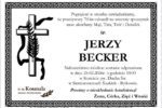 Nekrolog śp. Jerzego Beckera w ozdobnej ramie. Treść: nabożeństwo 25.02.2026 o godz. 10.00 w kościele pw. Ducha Św. w Bytkowie. Prośba rodziny o nieskładanie kondolencji.