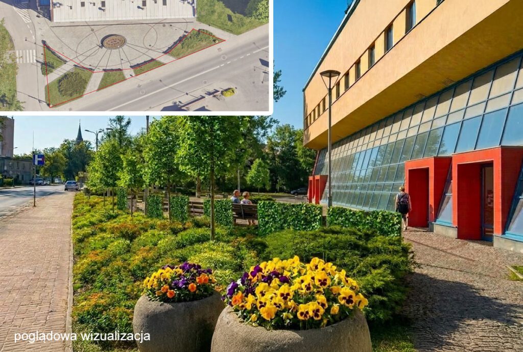 Wizualizacja rozmieszczenia zieleni przy Kompleksie Sportowym "Michał"