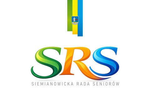 Logo Siemianowickiej Rady Seniorów. Napis SRS w kolorach miejskich: zielony, żółty i niebieski a pod nim napis dużymi literami: Siemianowicka Rada Seniorów.