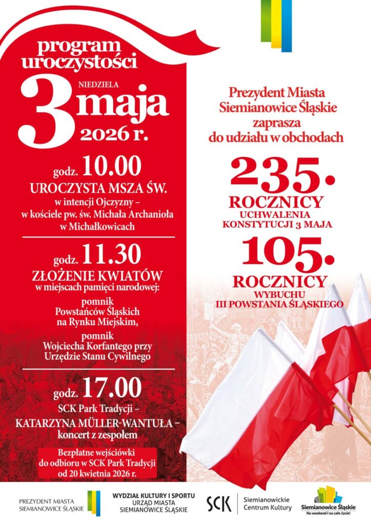 Plakat z programem obchodów zorganizowanych z okazji 3 maja