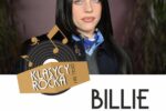 Grafika promująca wydarzenie „Klasycy rocka i nie tylko” w Willi Fitznera, która zawiera informacje o dacie wydarzenia oraz zdjęcie wokalistki Billie Eilish, bohaterki spotkania