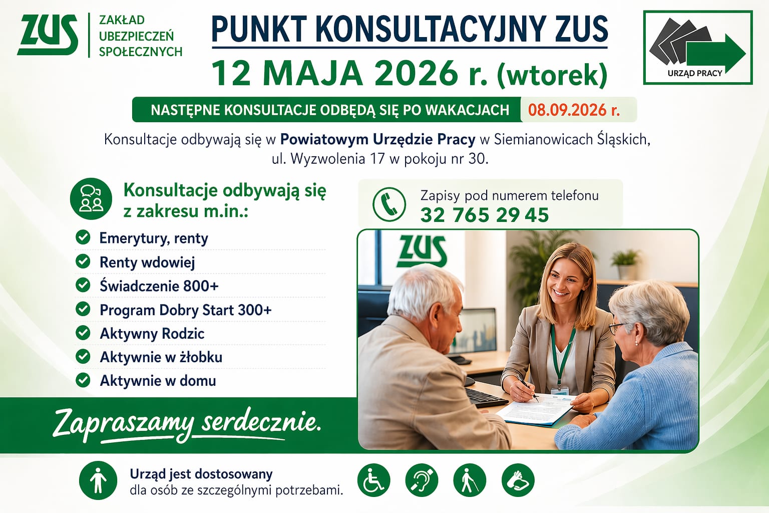 Punkt konsultacyjny Zakładu Ubezpieczeń Społecznych zaprasza!