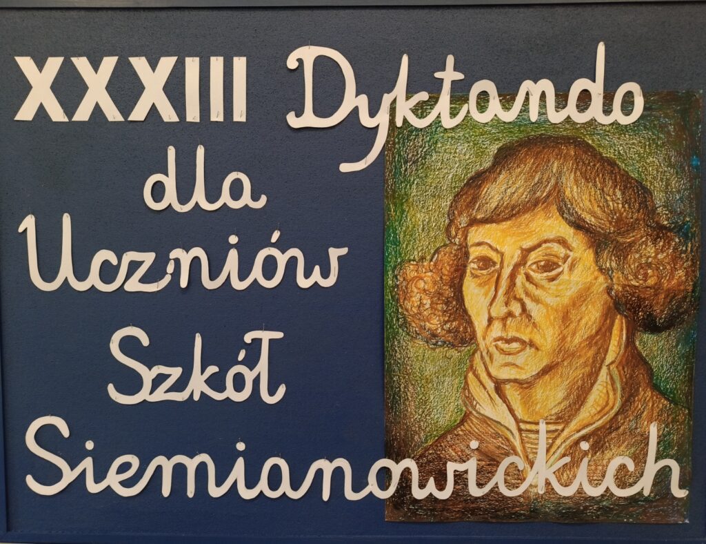 Grafika informująca o 33. Dyktandzie dla Uczniów Szkół Siemianowickich