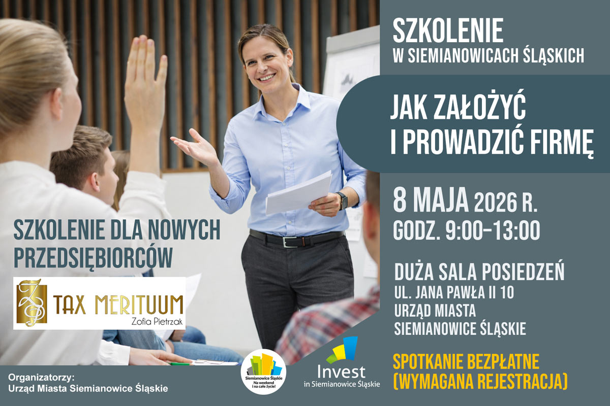 „Jak założyć i prowadzić firmę” Bezpłatne szkolenie dla przyszłych i początkujących przedsiębiorców
