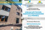 Plakat informacyjny zapraszający na przetarg lokali użytkowych, ogródków przydomowych i piwnic, który odbędzie się 16 kwietnia w Urzędzie Miasta przy ul. Michałkowickiej 105.