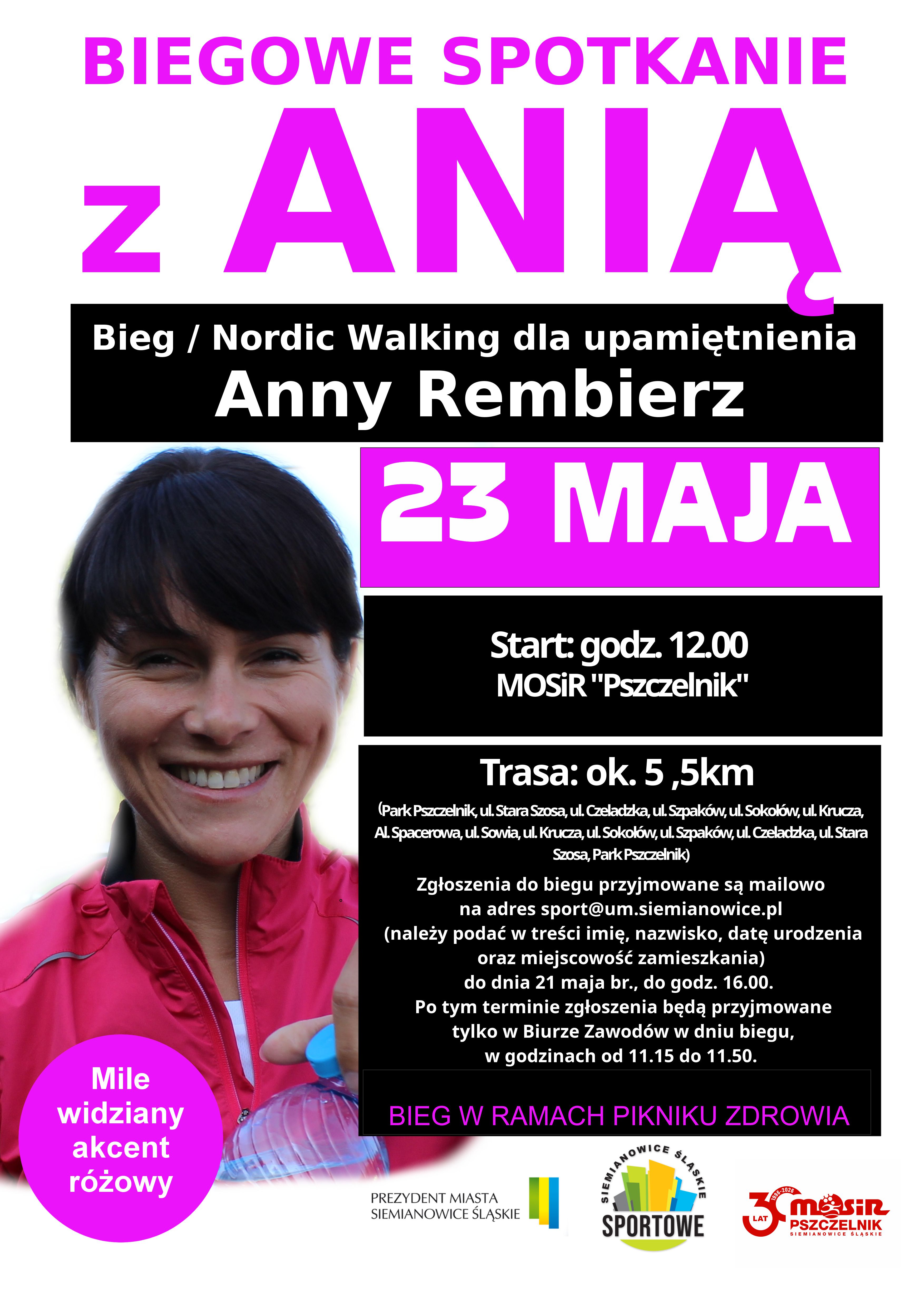 Zapraszamy na Spotkanie Biegowe z Anią oraz Nordic Walking, ku pamięci Anny Rembierz