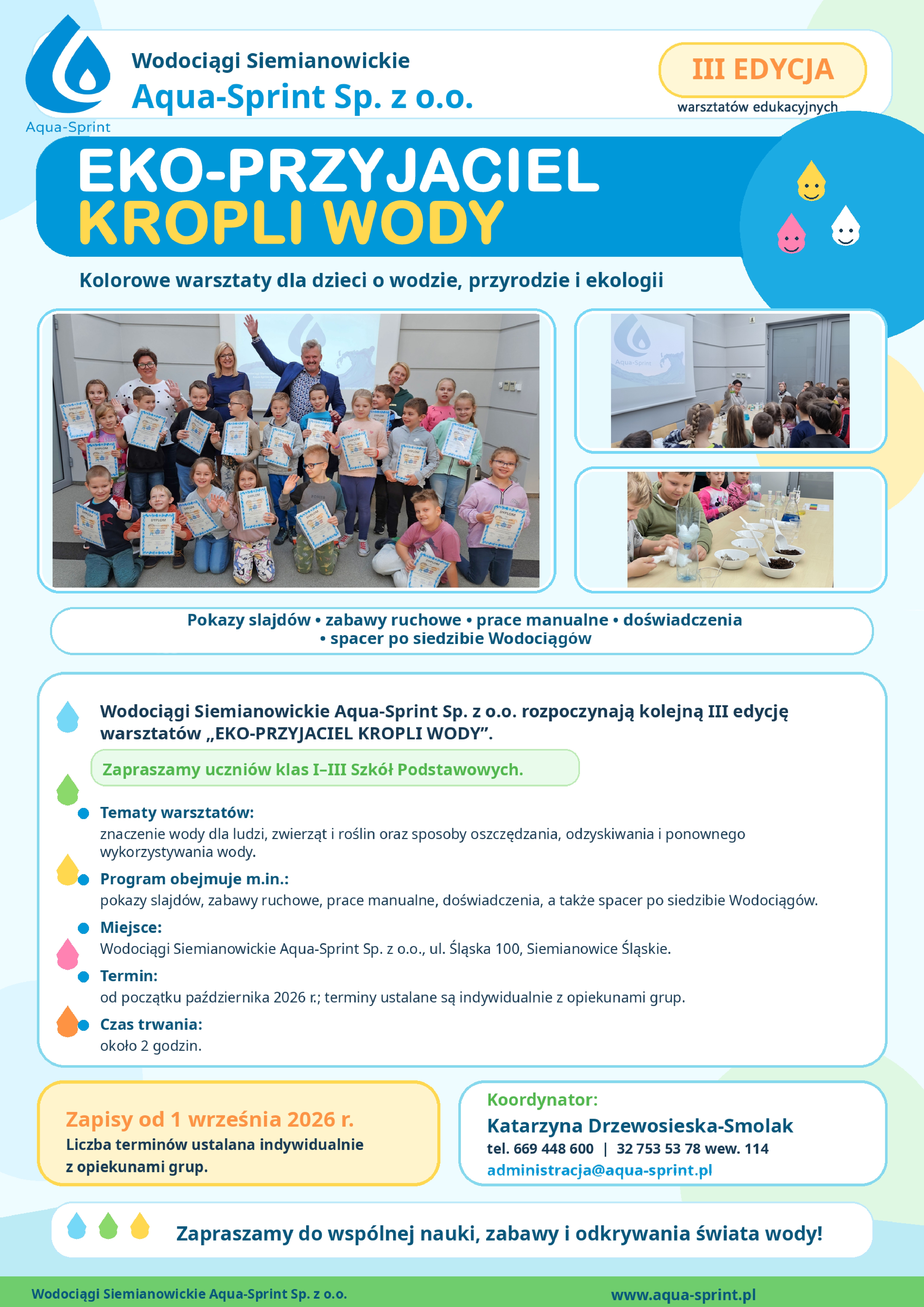 „Eko-przyjaciel kropli wody” – III edycja projektu edukacyjnego Aqua-Sprint
