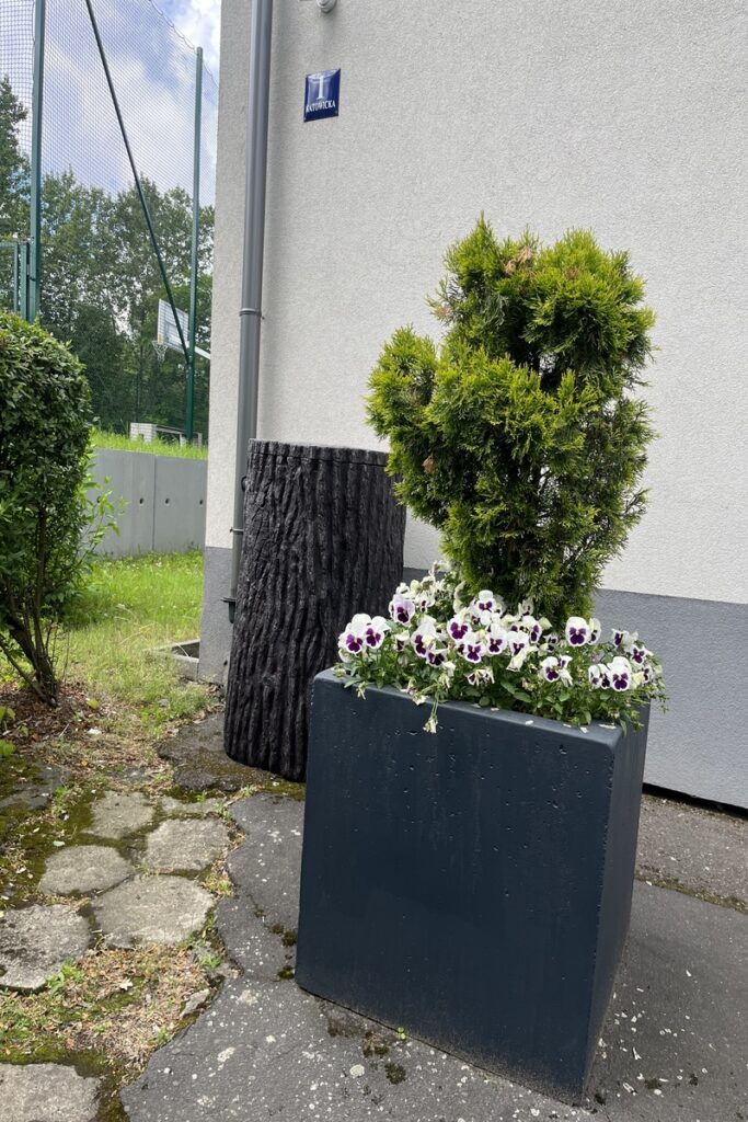 Zbiornik w kształcie pnia do retencjonowania wody deszczowej przy szkole