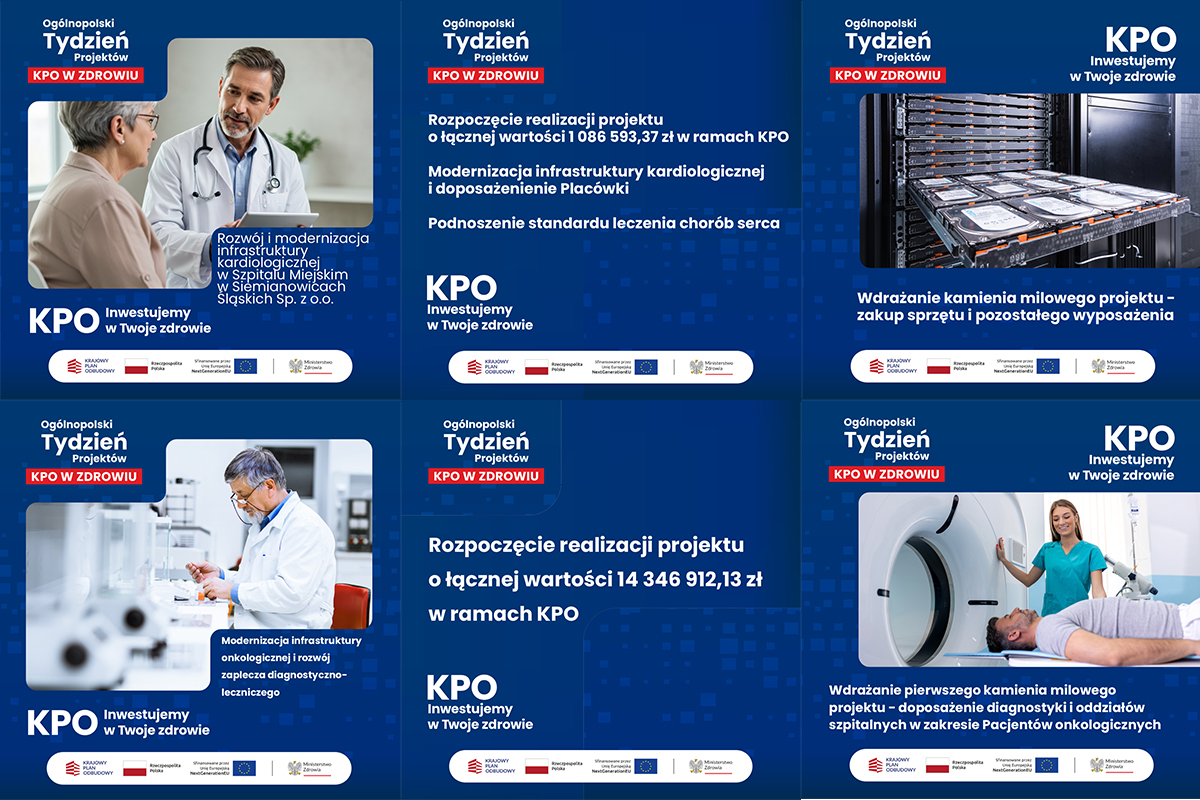 Zaproszenie na Ogólnopolski Tydzień Projektów KPO w Zdrowiu do siemianowickiego szpitala miejskiego