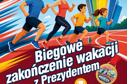 Plakat informujący o biegach z prezydentam