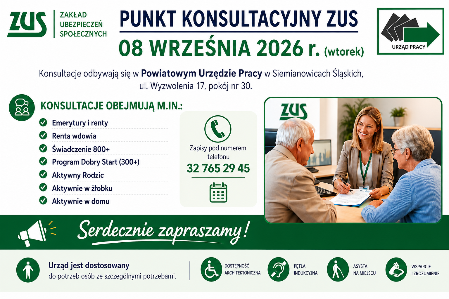 Punkt konsultacyjny ZUS zaprasza