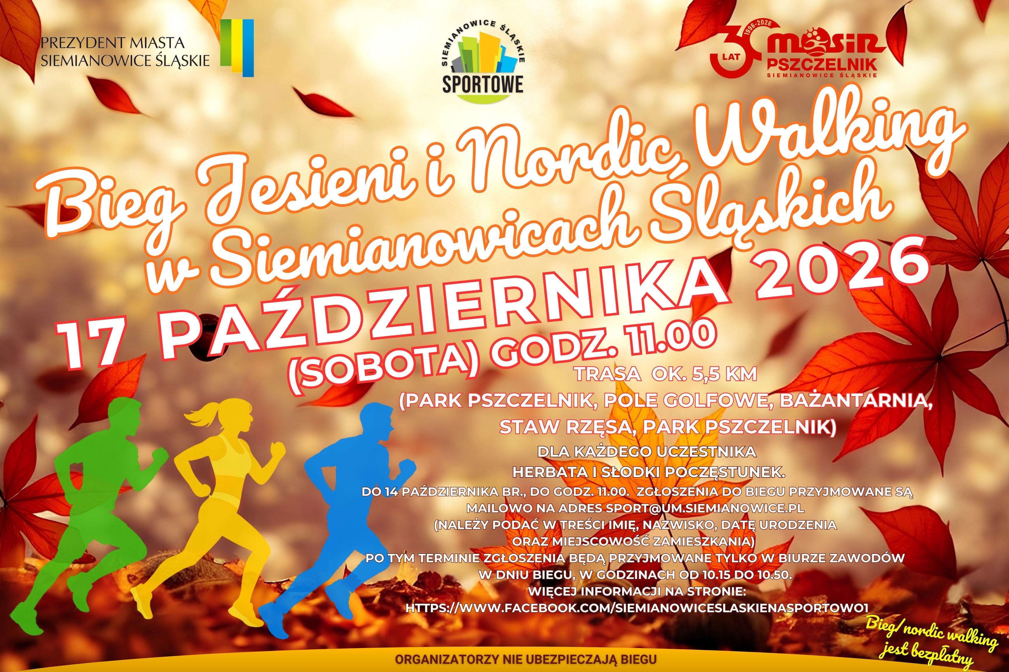 Zapraszamy na XX Bieg Jesieni oraz Nordic Walking w Siemianowicach Śląskich
