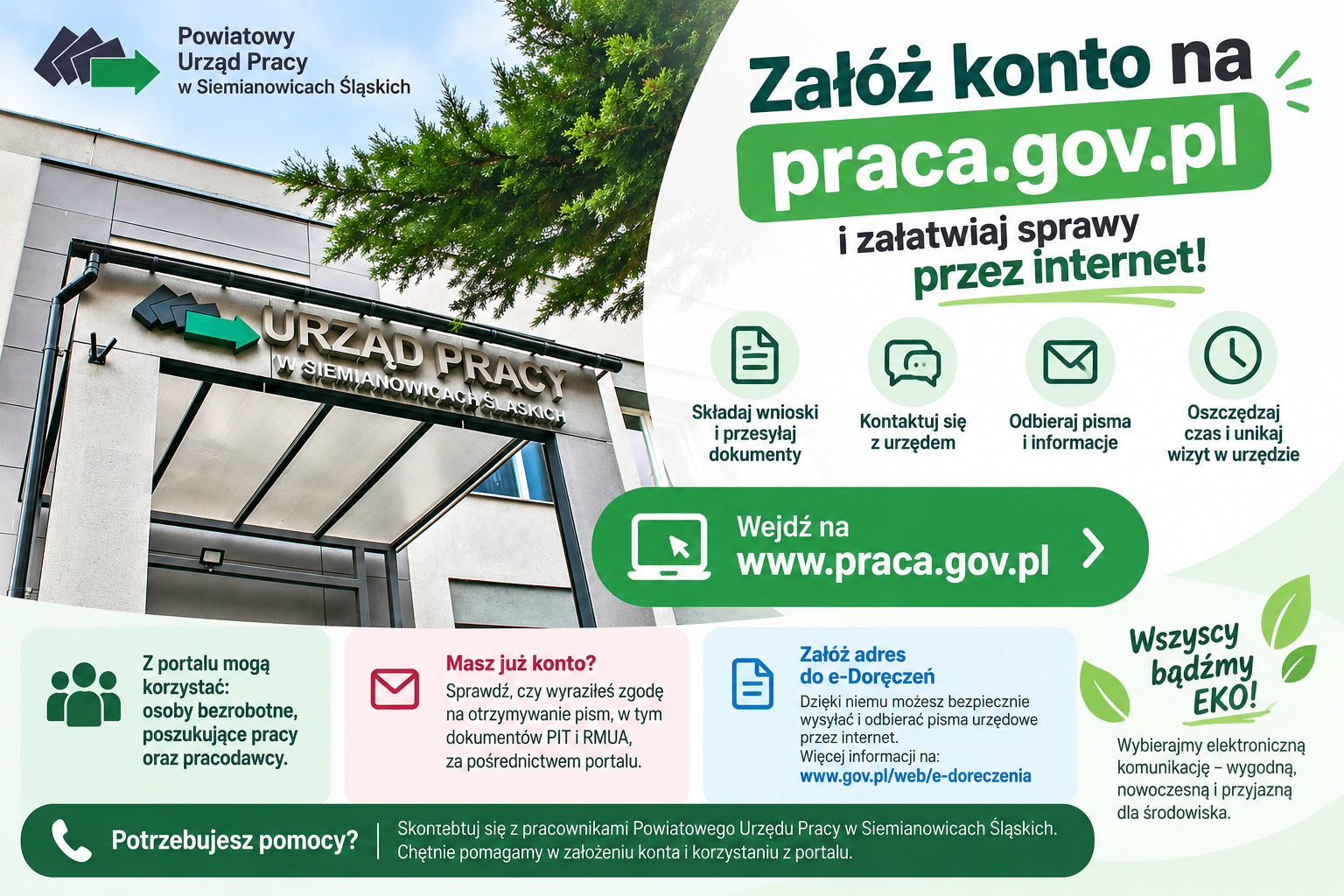 Załóż konto na praca.gov.pl i załatwiaj sprawy przez internet!